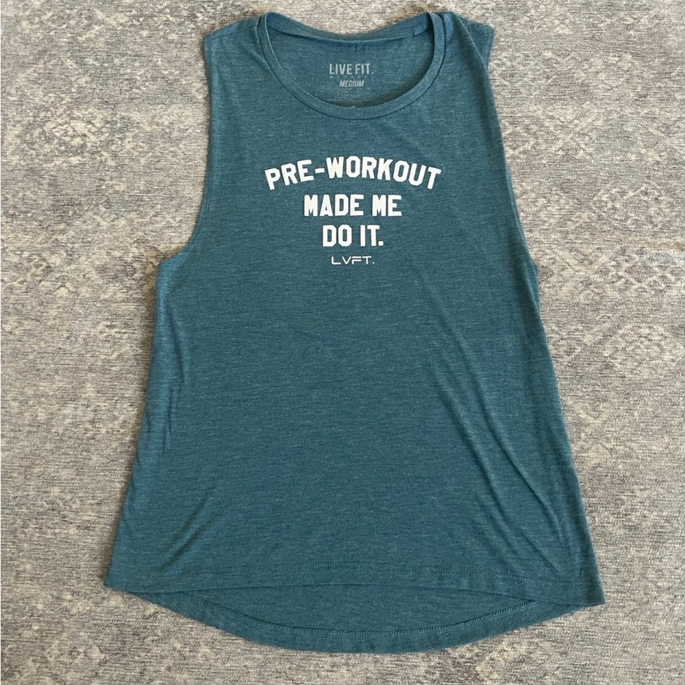 Live Fit Apparel LVFT Workout Gym Tank Top Women medium Preworkout made me do it